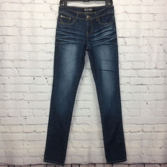 Dereon Beyonce Jeans Women’s Size 7/8 Skinny Whiskering Tapered Leg Embellished - Picture 5 of 10